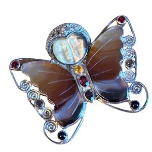 Sajen sterling silver 925 carnelian ruby garnet goddess pendant brooch